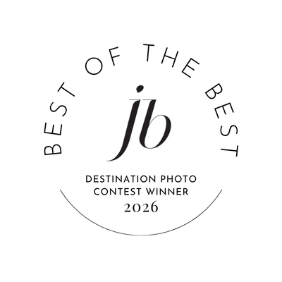 Junebug Weddings Best of the Best Destination Photo Contest Winner 2026 circular badge logo.