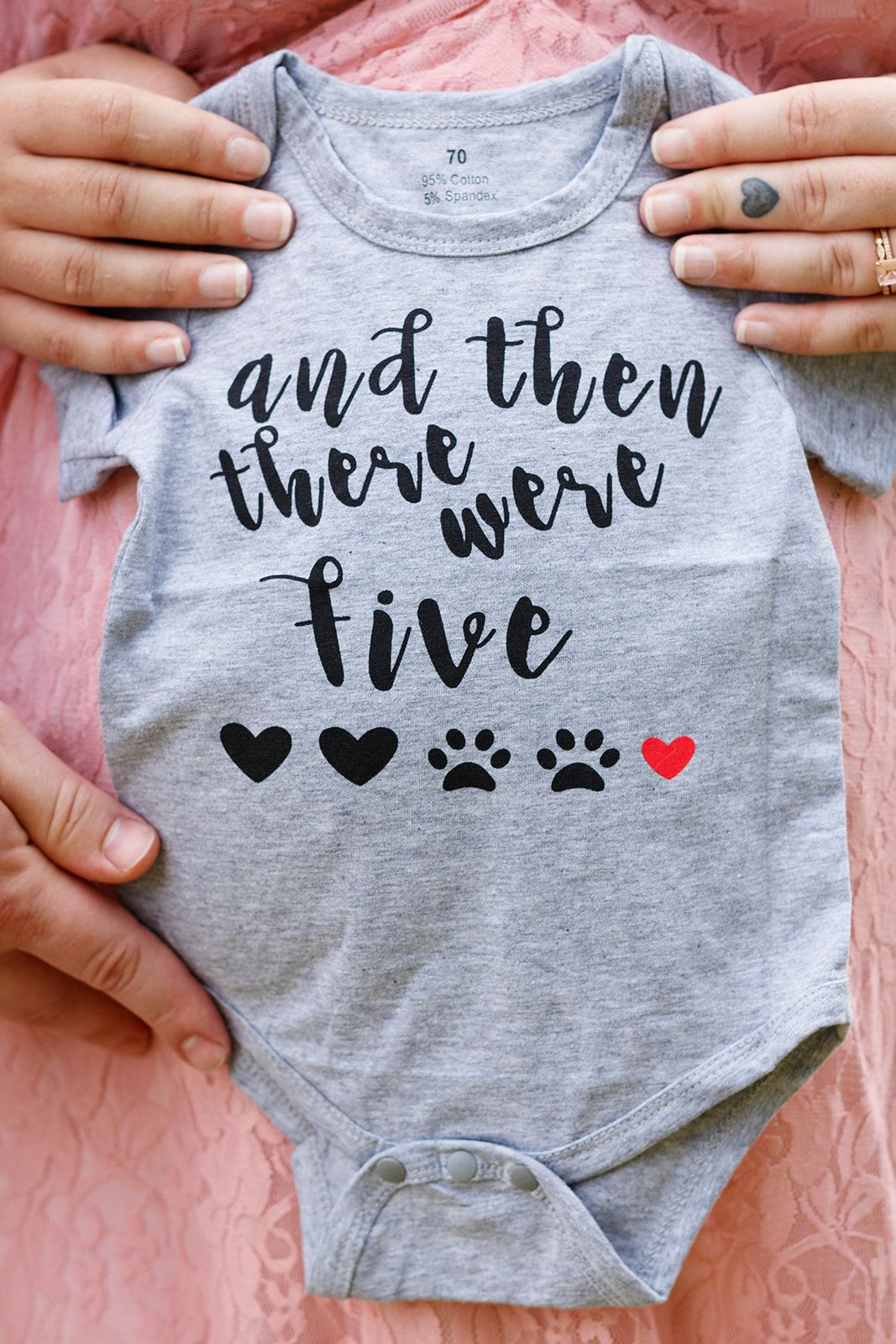 Gray baby onesie with 