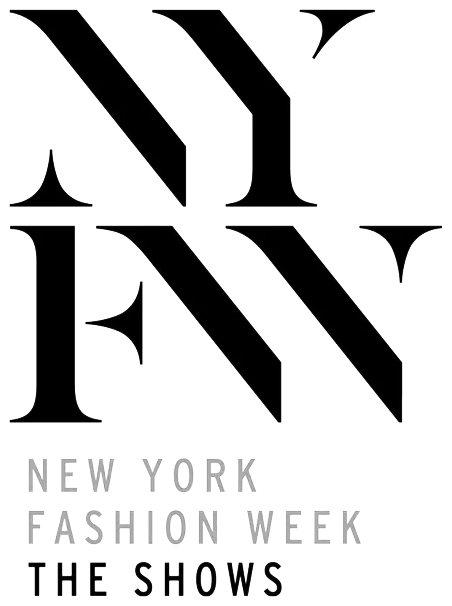 NYFW New York Fashion Week The Shows official logo in black and gray typography.