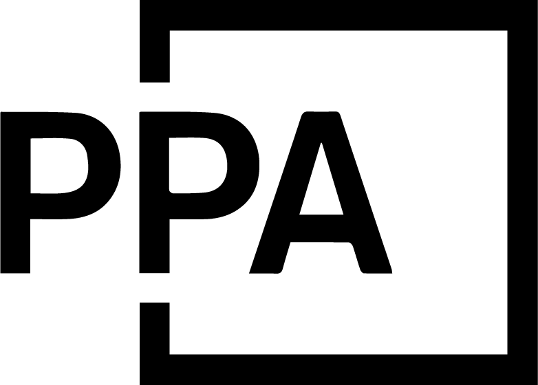 PPA logo with bold black letters inside a partial square frame on white background.