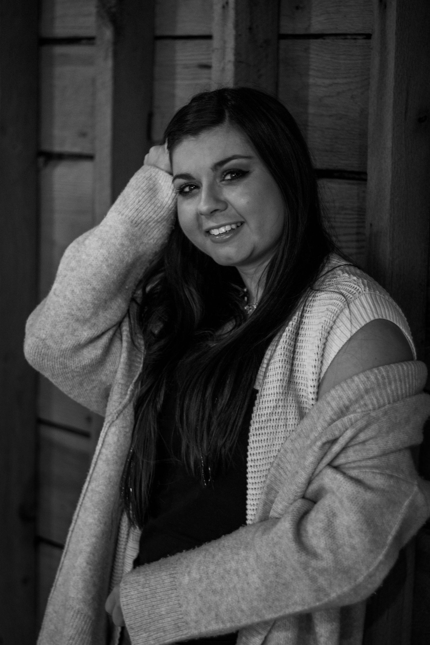 Authentic lifestyle portrait of a woman smiling during photoshoot