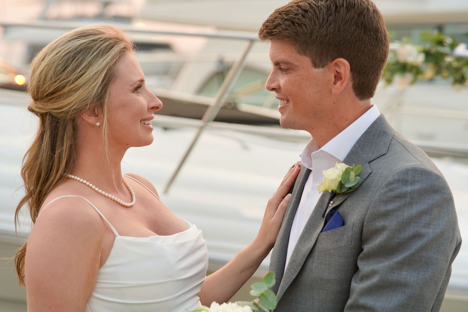 Bride and groom sharing a moment during an intimate wedding ceremony in Port Townsend, Washington