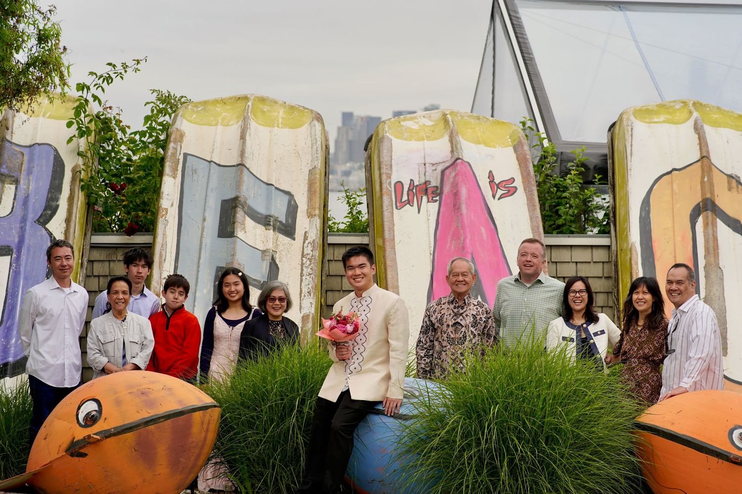 Family enjoying a relaxed outdoor photo session in Port Townsend, Washington