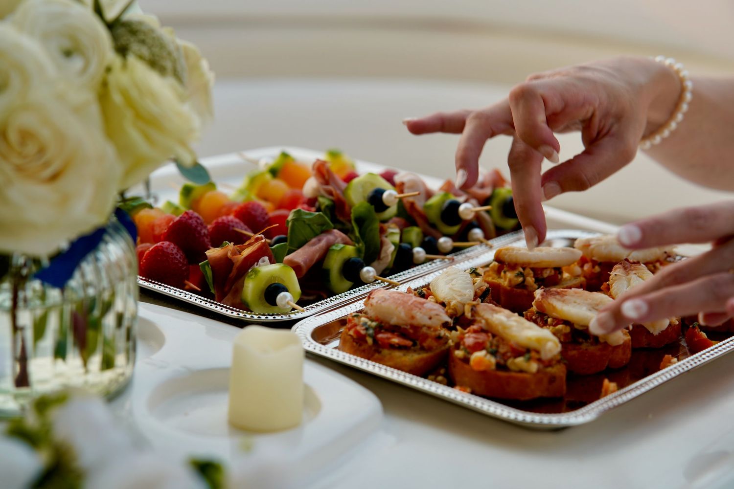 Assorted appetizers and desserts arranged on a table at a family celebration in Port Townsend, Washington