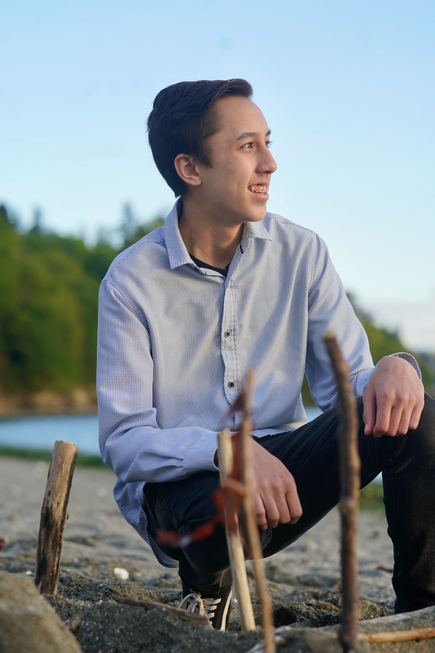High school senior posing for natural-light senior portraits in Port Townsend, Washington