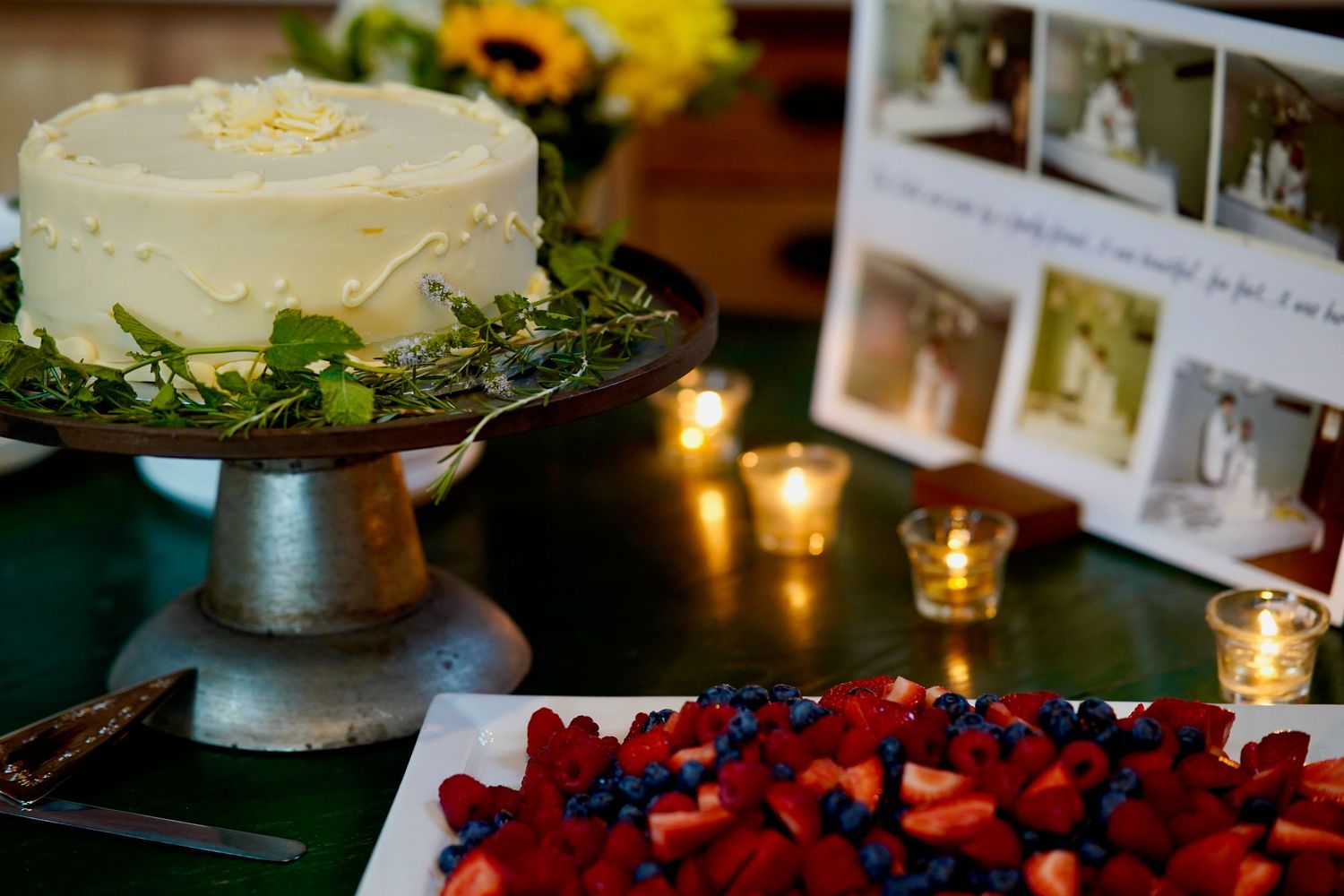 Assorted appetizers and desserts arranged on a table at a family celebration in Port Townsend, Washington