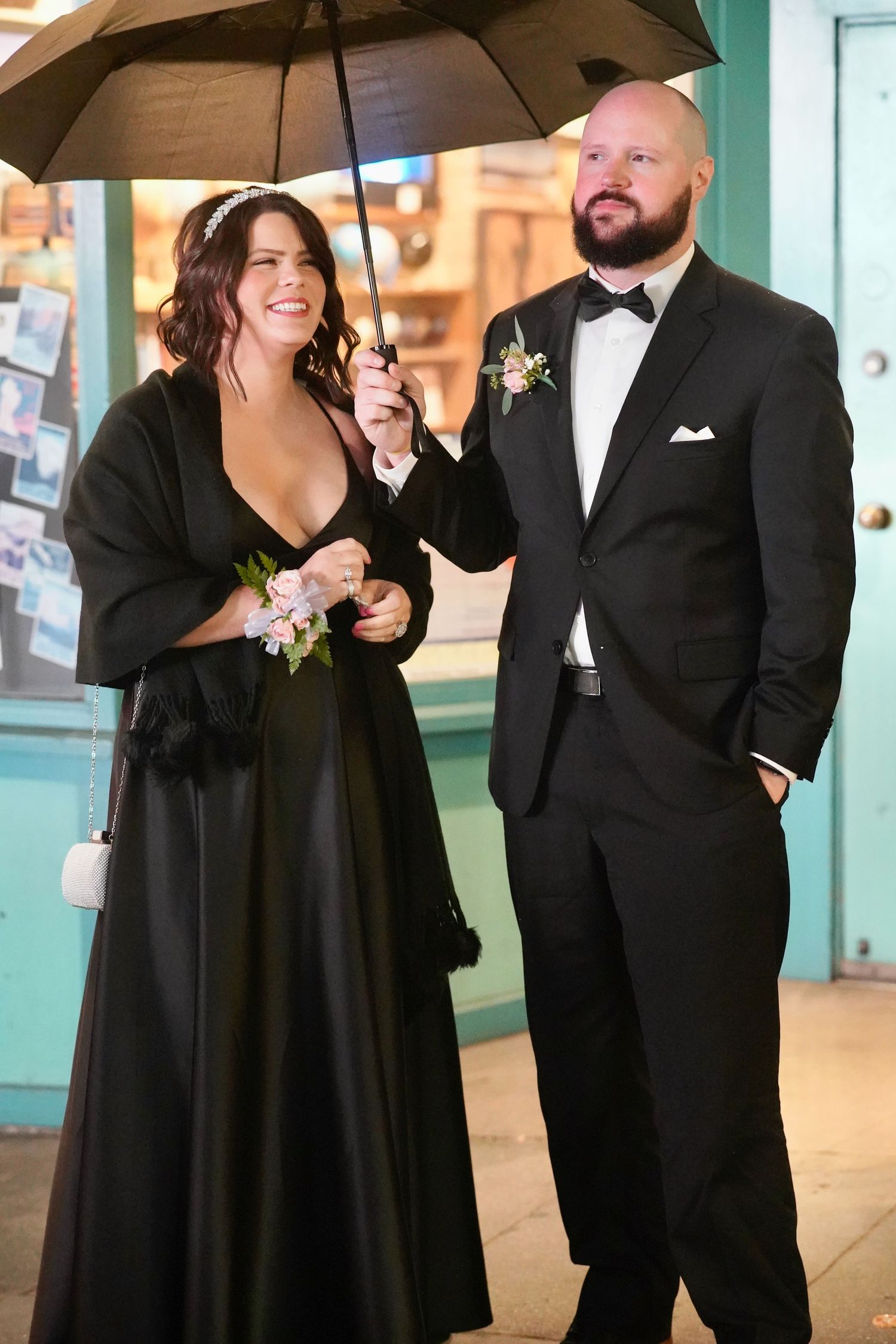 High school prom couple posing together for formal portraits in Port Townsend, Washington