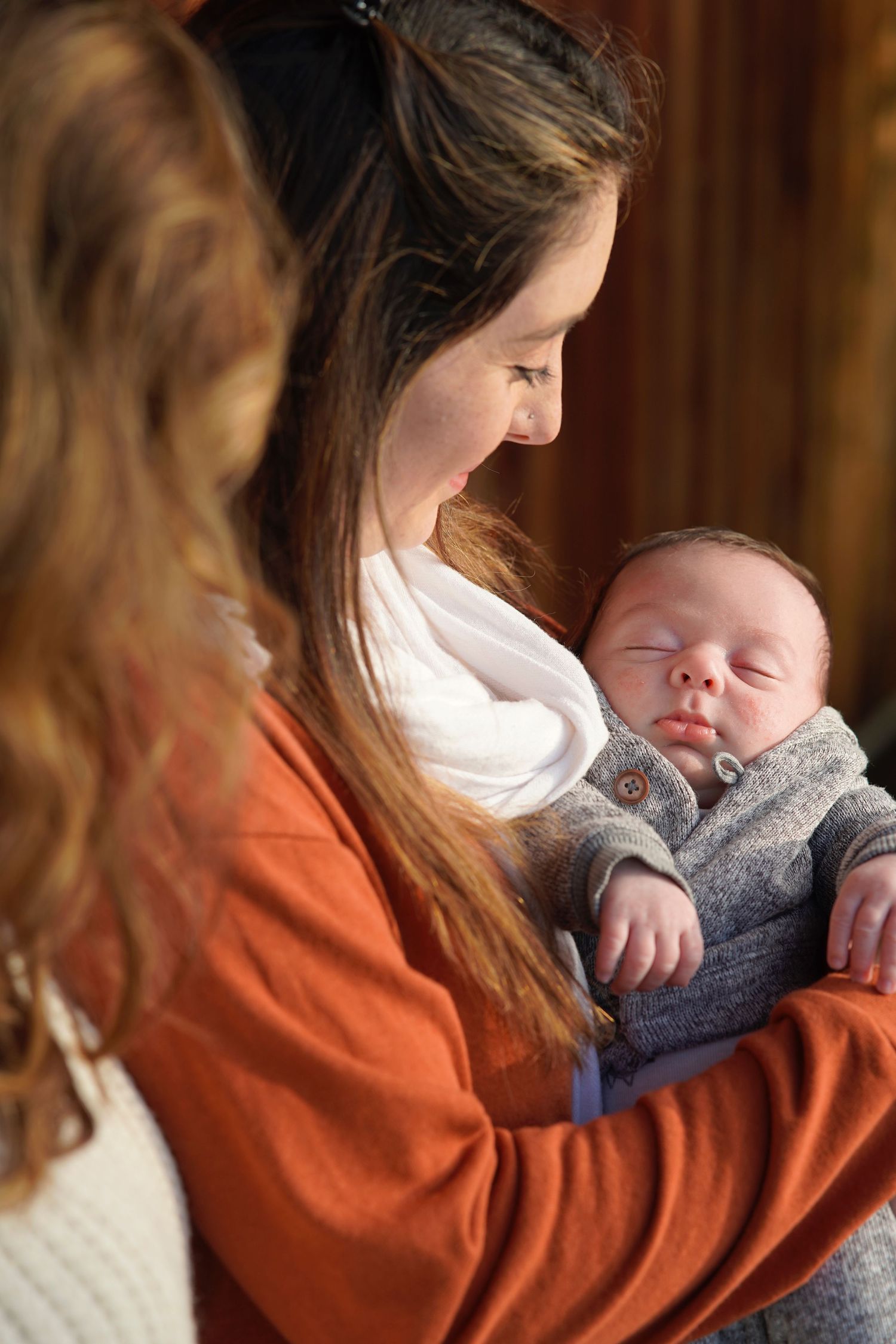 Mother and child sharing a natural moment during a relaxed family photography session in Port Townsend, Washington