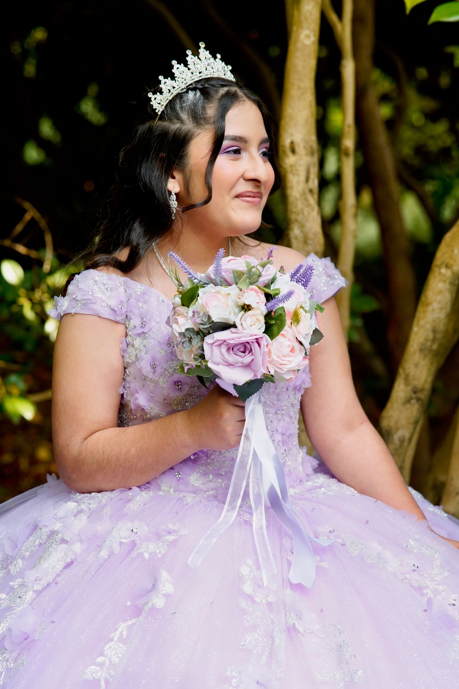 Quinceañera celebration with family and friends gathered for photos in Port Townsend, Washington