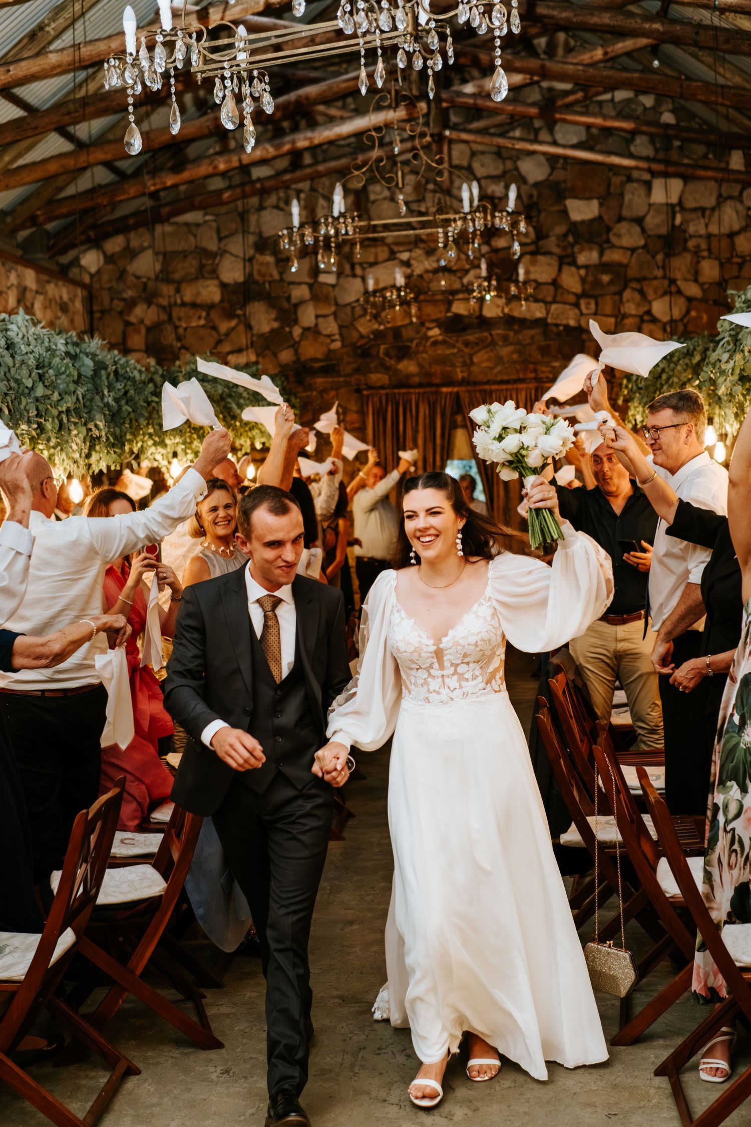 Welcoming the newly-weds in the reception