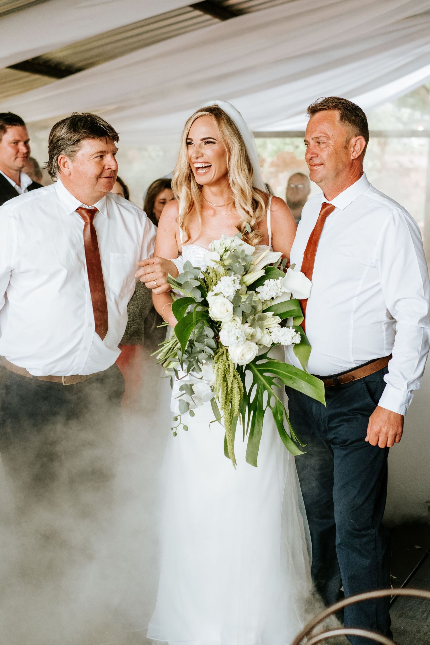 Beautiful bride walking down the aisle