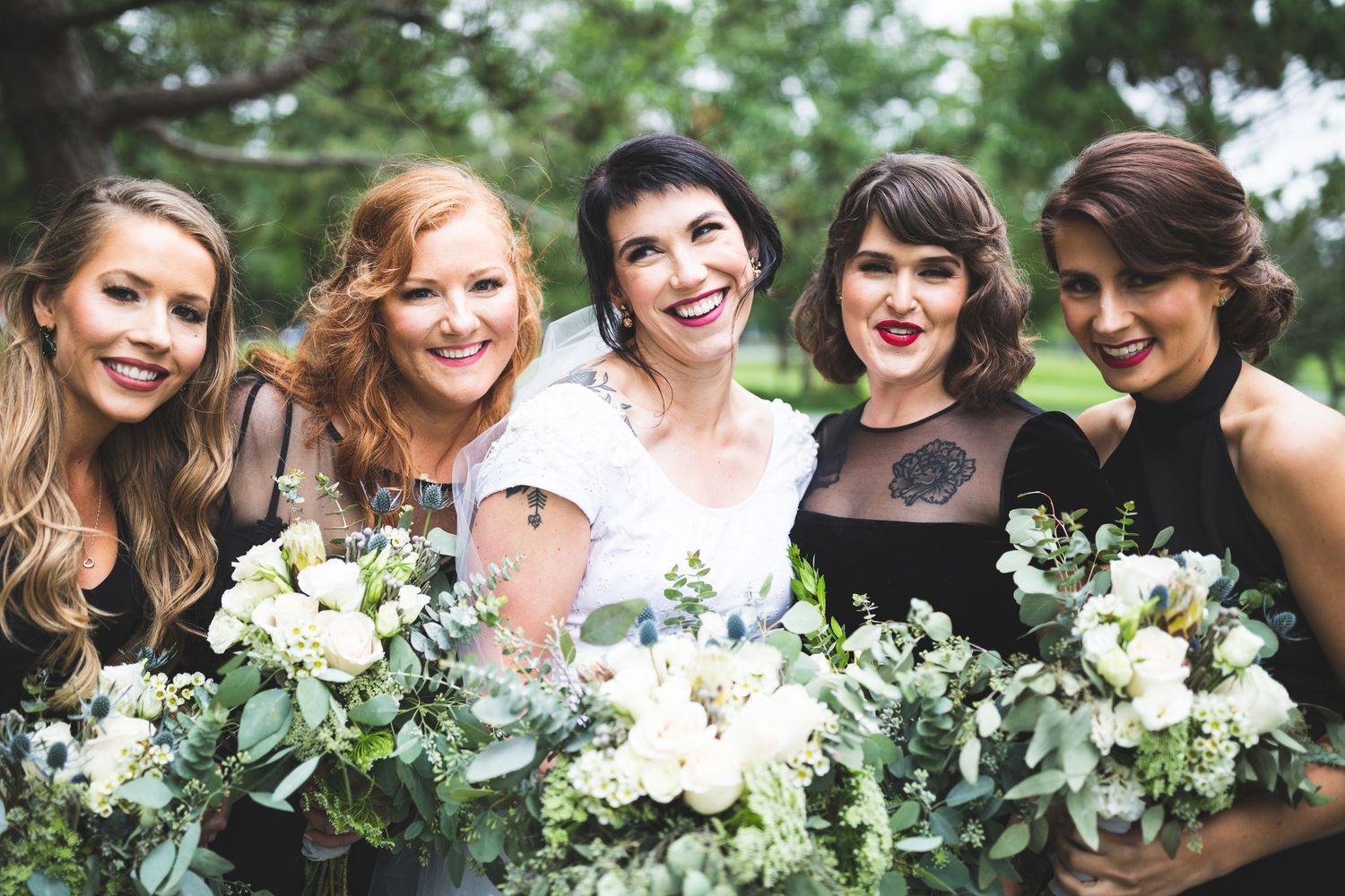 Portrait of a bride and her bridesmaids