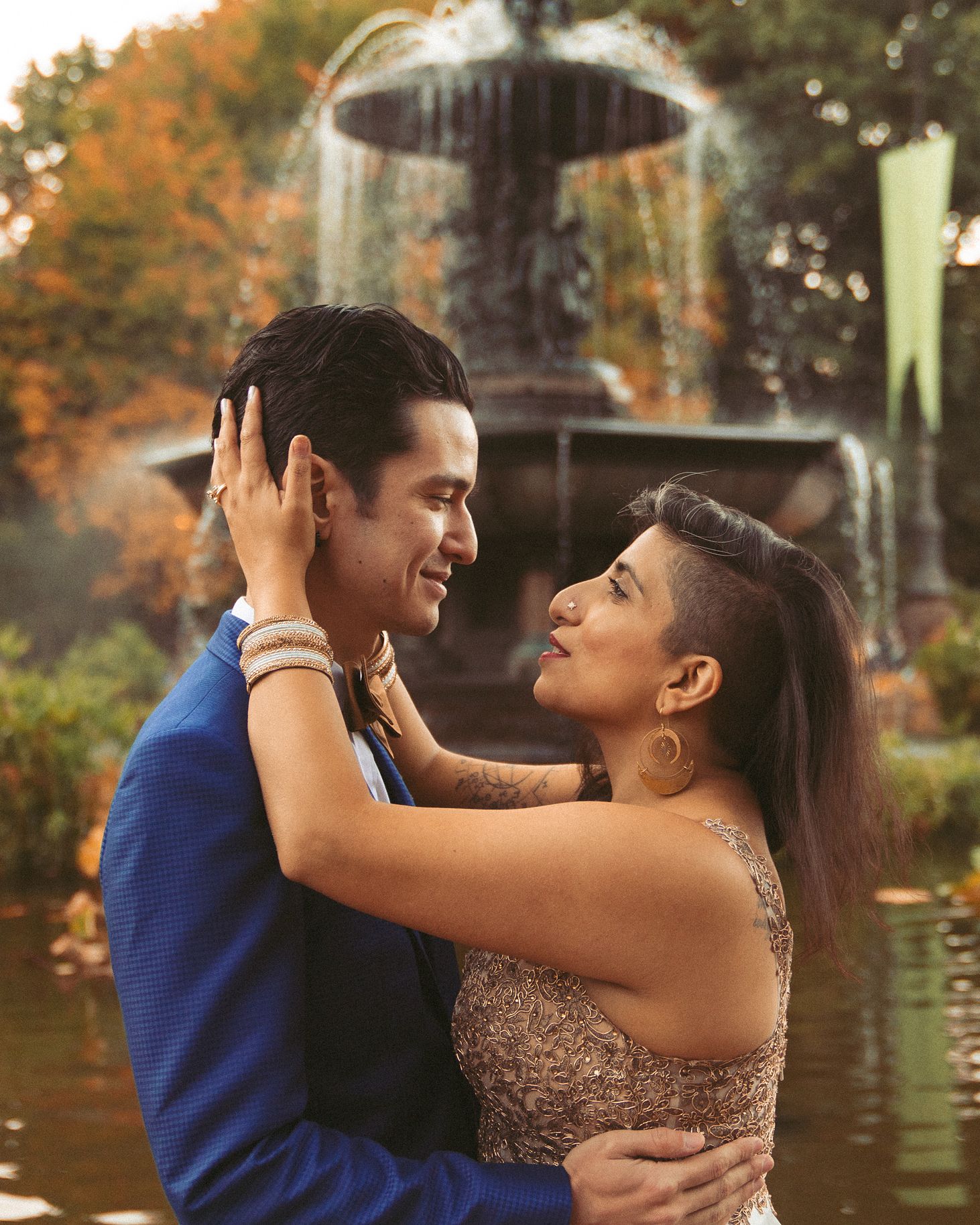Couple embracing Elopement Photography Central Park New York City.