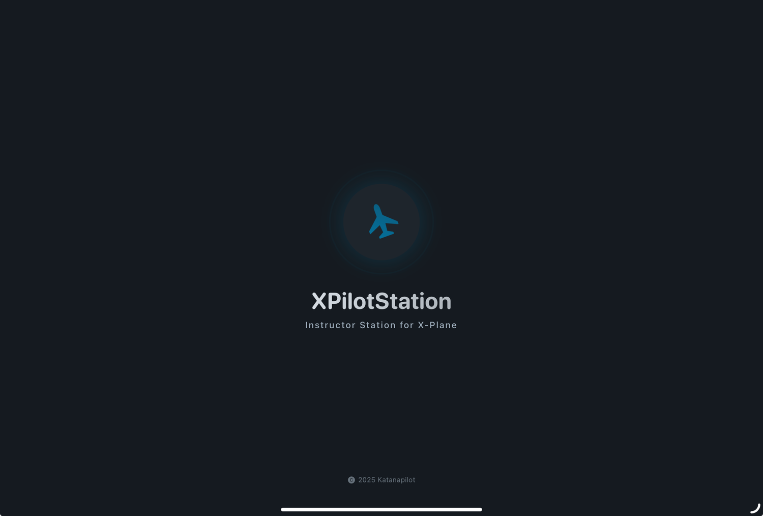 Dark loading screen with XPilotStation text and minimal interface elements.