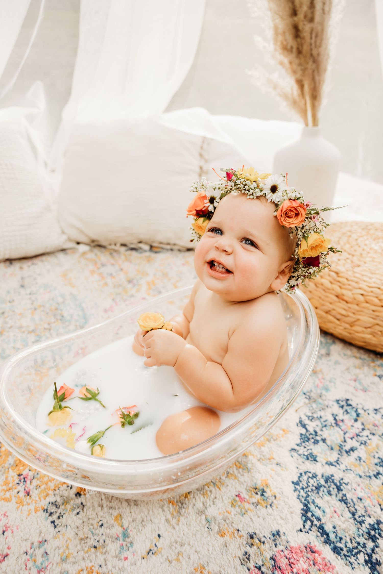 baby, milk bath