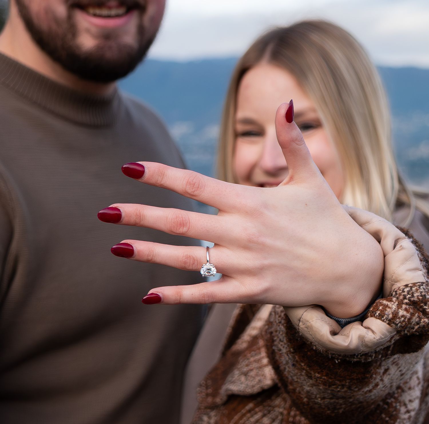 woman showing off ring close up