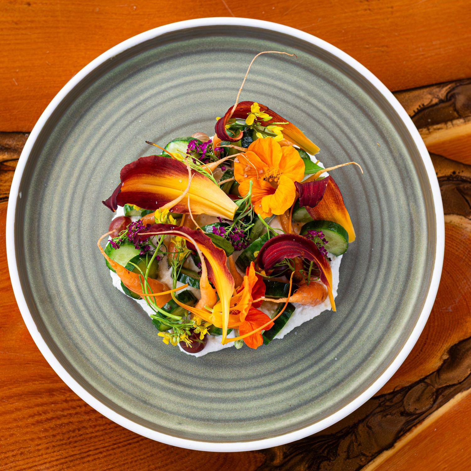 lay flat image of a vibrant salad