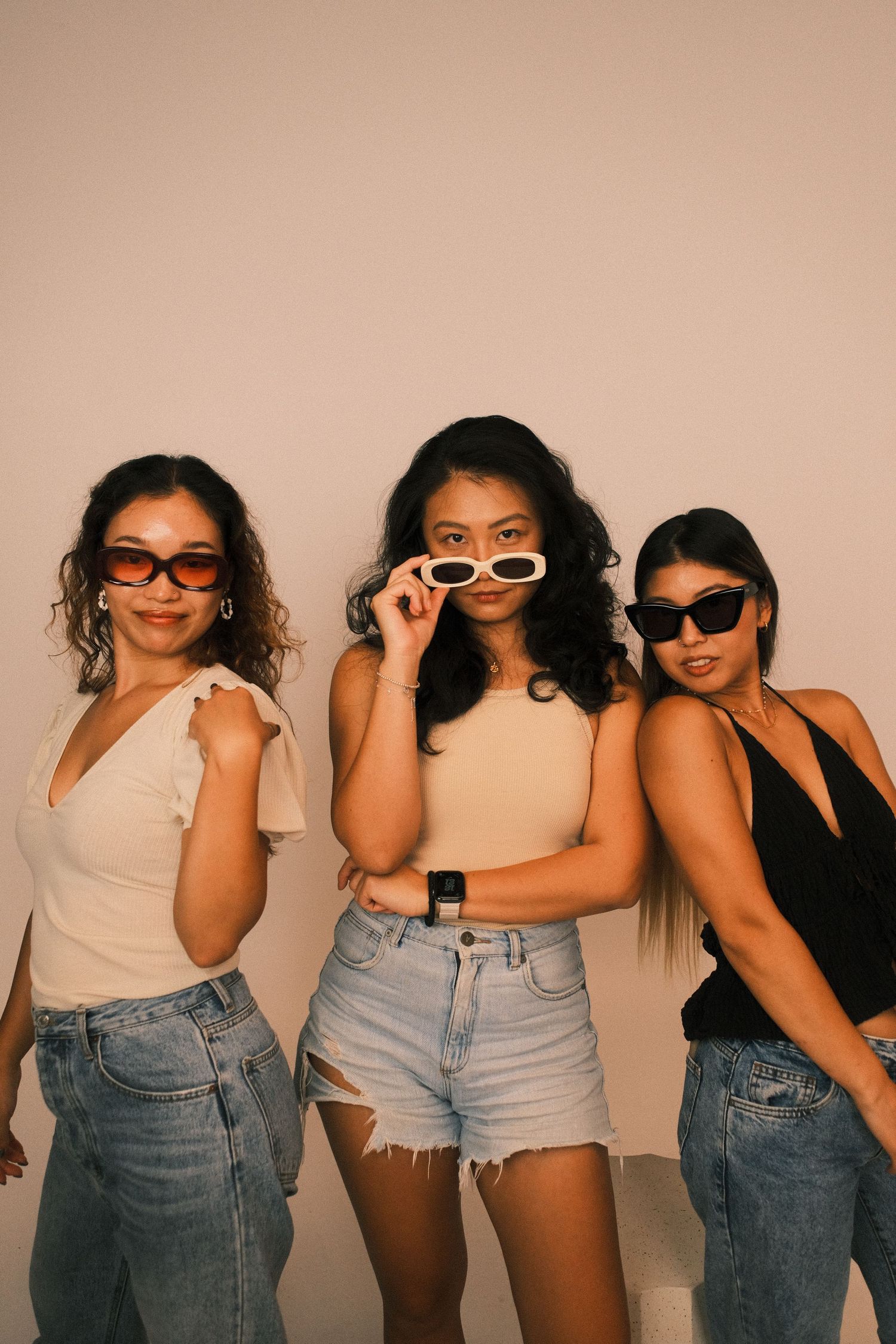 Stylish Best Friends – women in a chic studio portrait, showcasing friendship and fashion. fashion photography, heysun, fashion photography