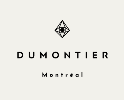 Minimalist black Dumontier logo design with Montreal text displayed on white background.