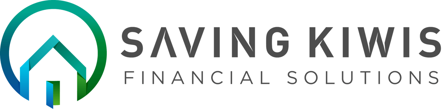 Saving Kiwis Financial Solutions logo featuring a teal house icon with a green circular design element.