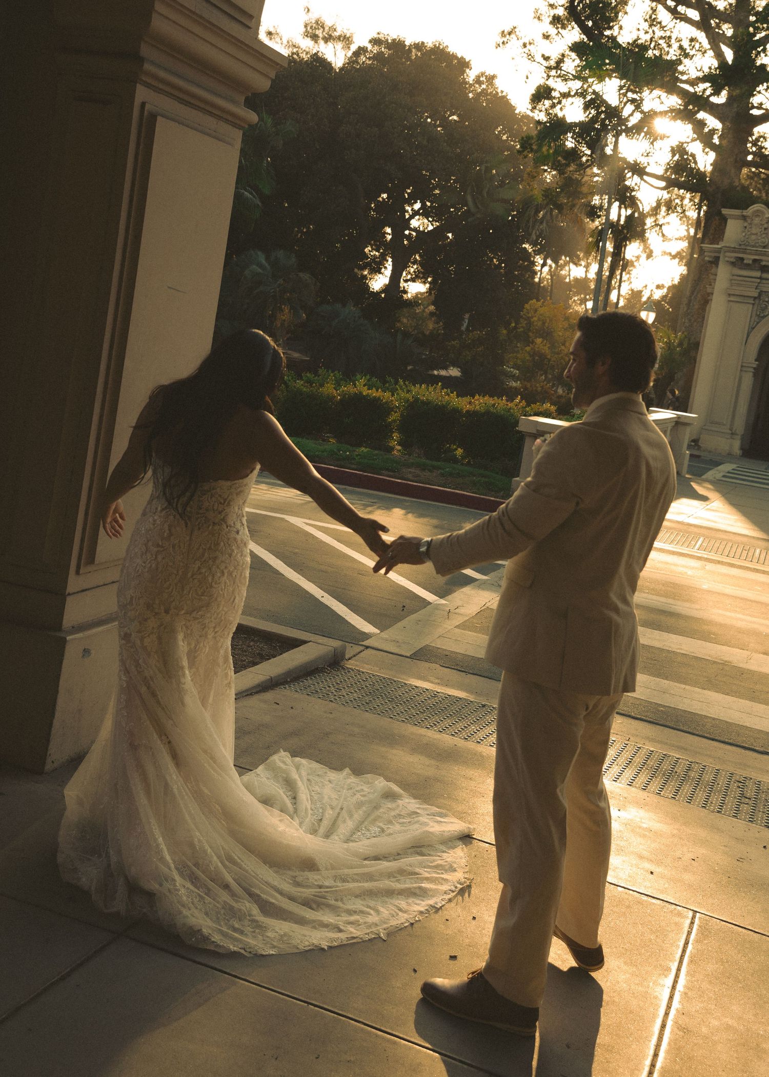Golden hour wedding portraits capturing romantic, candid moments with an editorial and documentary-style San Diego wedding photographer