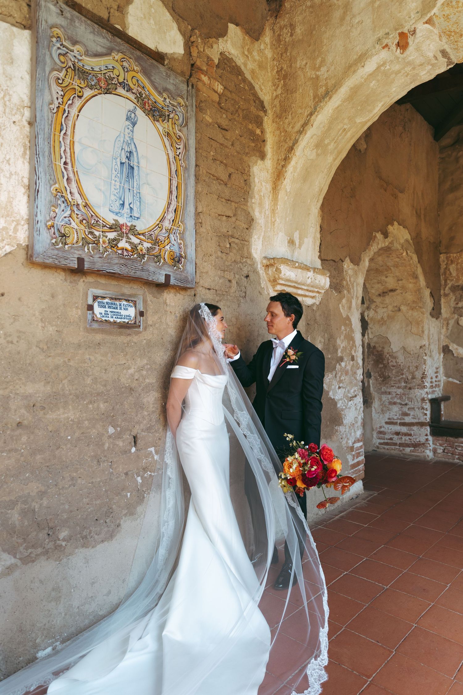 Bride and groom inside their venue, part of a romantic wedding photography Southern California gallery
