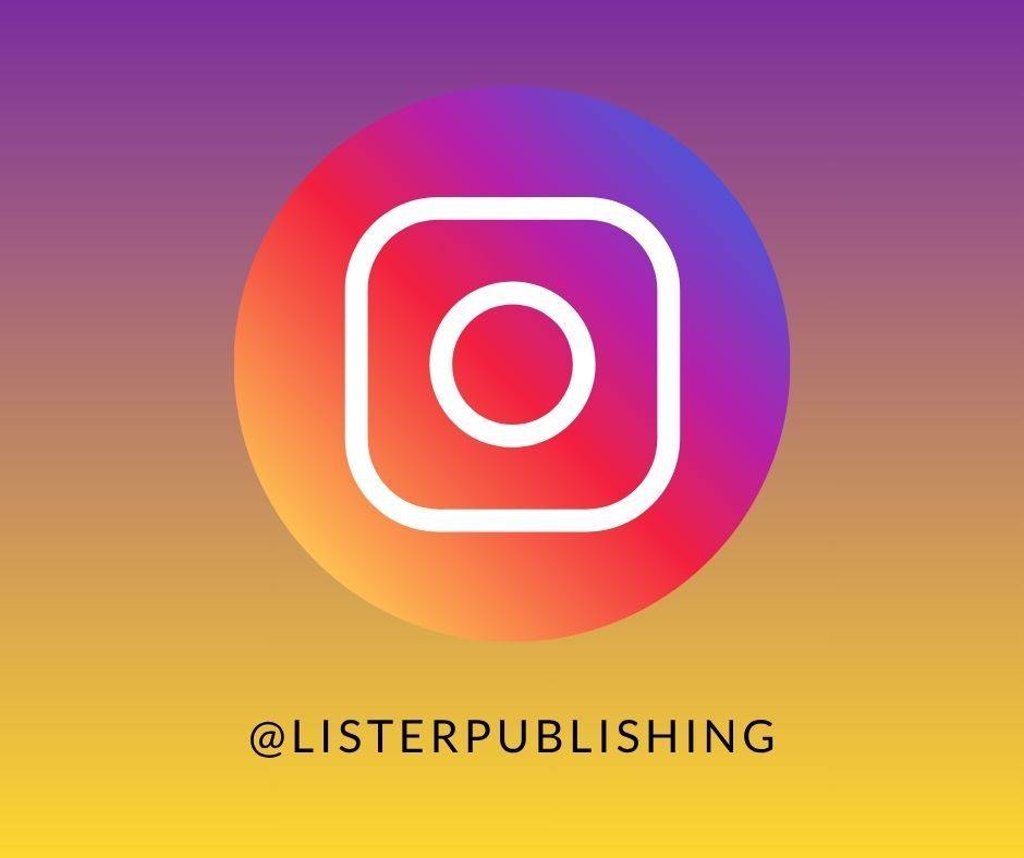 Instagram logo for Lister Publishing showing gradient colored circular icon with camera symbol on colorful background.