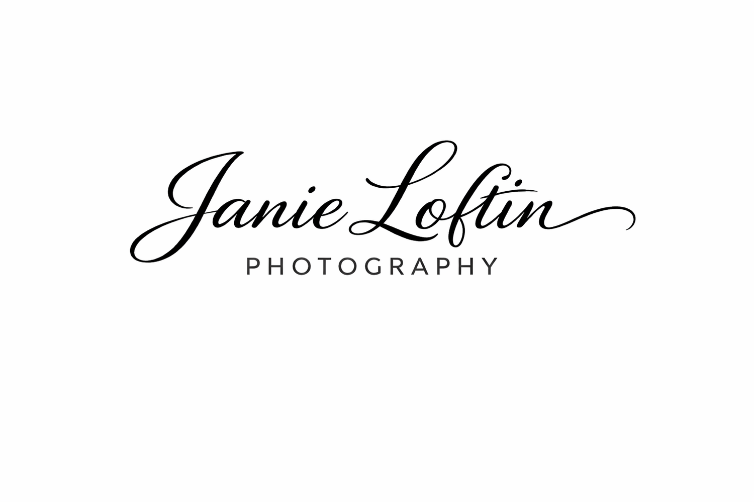 Janie Loftin Photography logo featuring elegant cursive script on a clean white background.