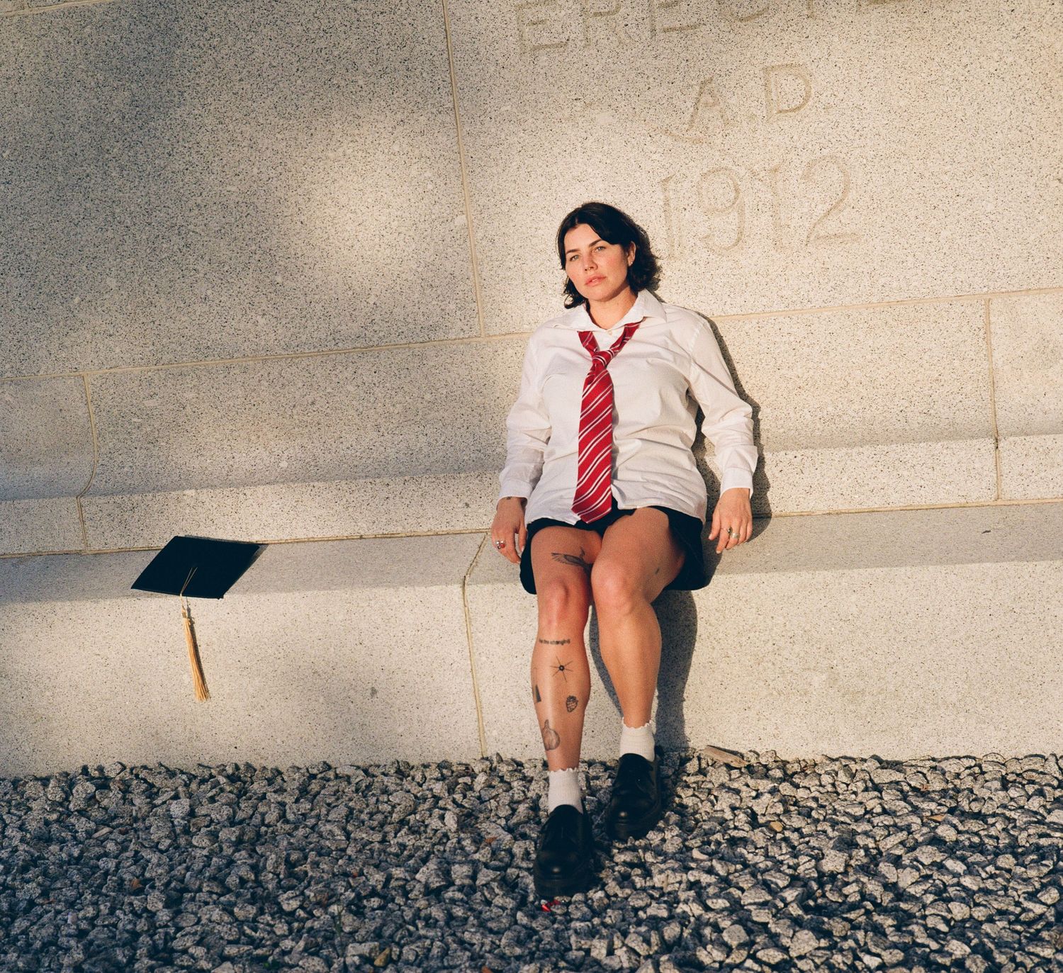 Medium format film graduation portrait of a college graduate in Salt Lake City, Utah.