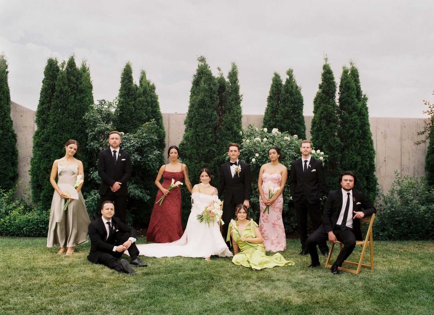 Wedding party portrait photographed on film at an intimate Utah wedding.