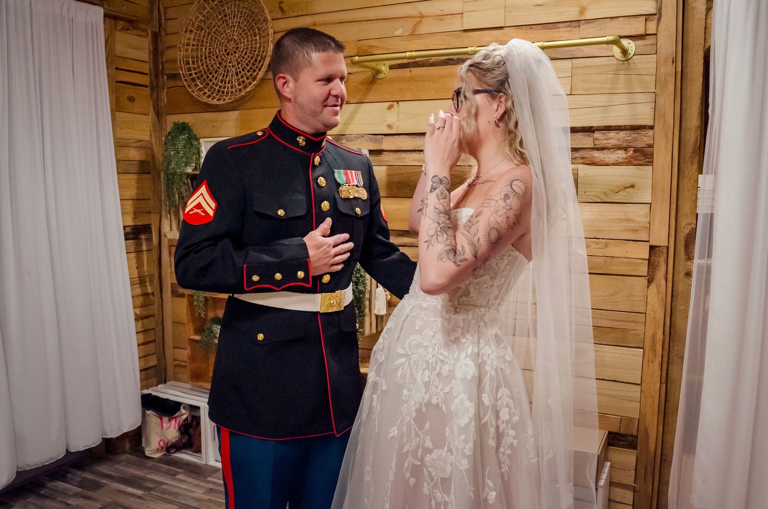 Candid photos, first look with father of the bride