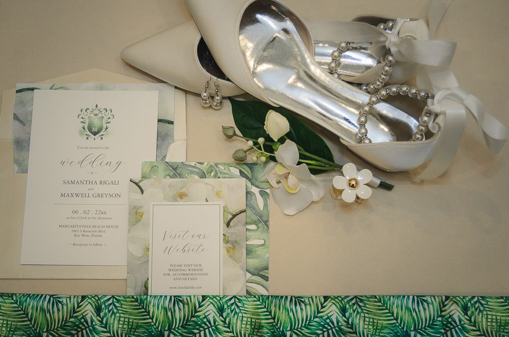 Flat Lay of invitation set