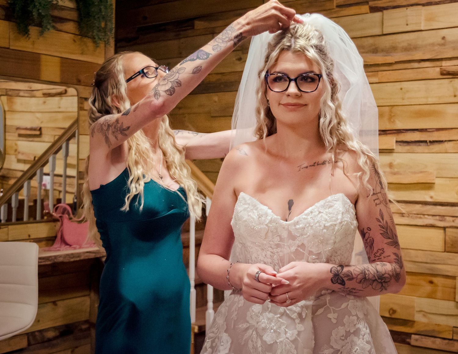 Candid photos, Mother of the Bride helping her get ready