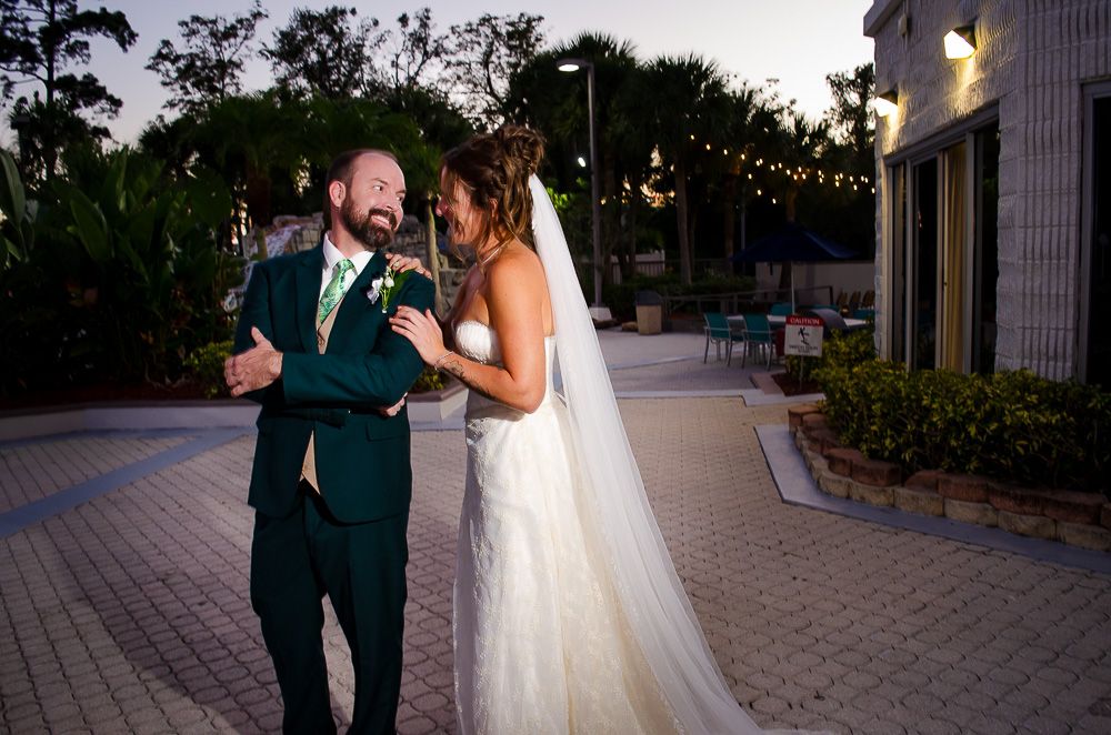 The couple getting ready for a champagne toast at the Crowne Plaza Orlando