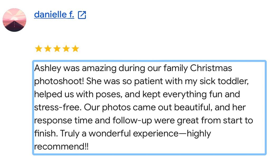Client review for M&A Photography
