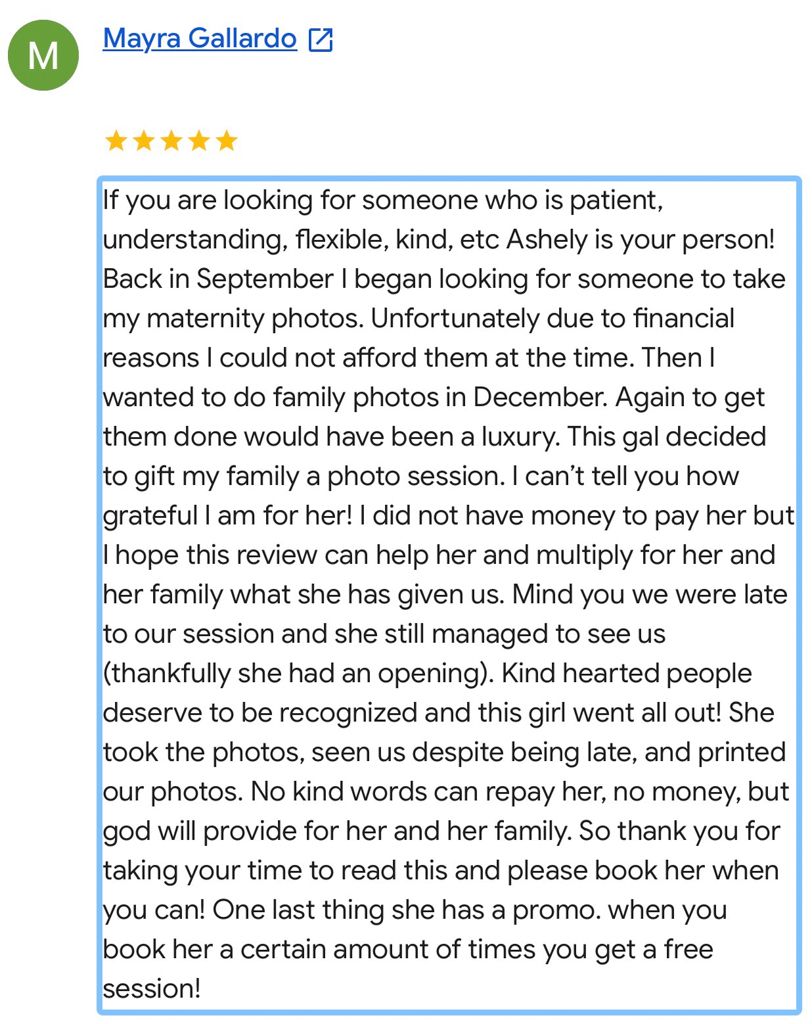Client review for M&A Photography