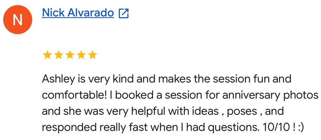 Client review for M&A Photography