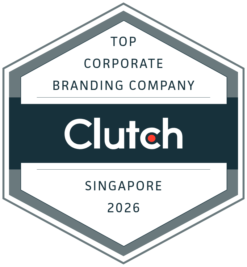 Badge for Top Corporate Branding Company Singapore award by Clutch, and link to site.