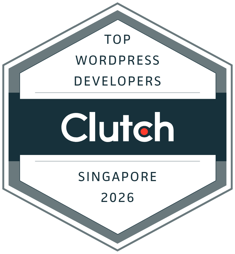 Badge for Top Wordpress Developers in Singapore award by Clutch, and link to site.