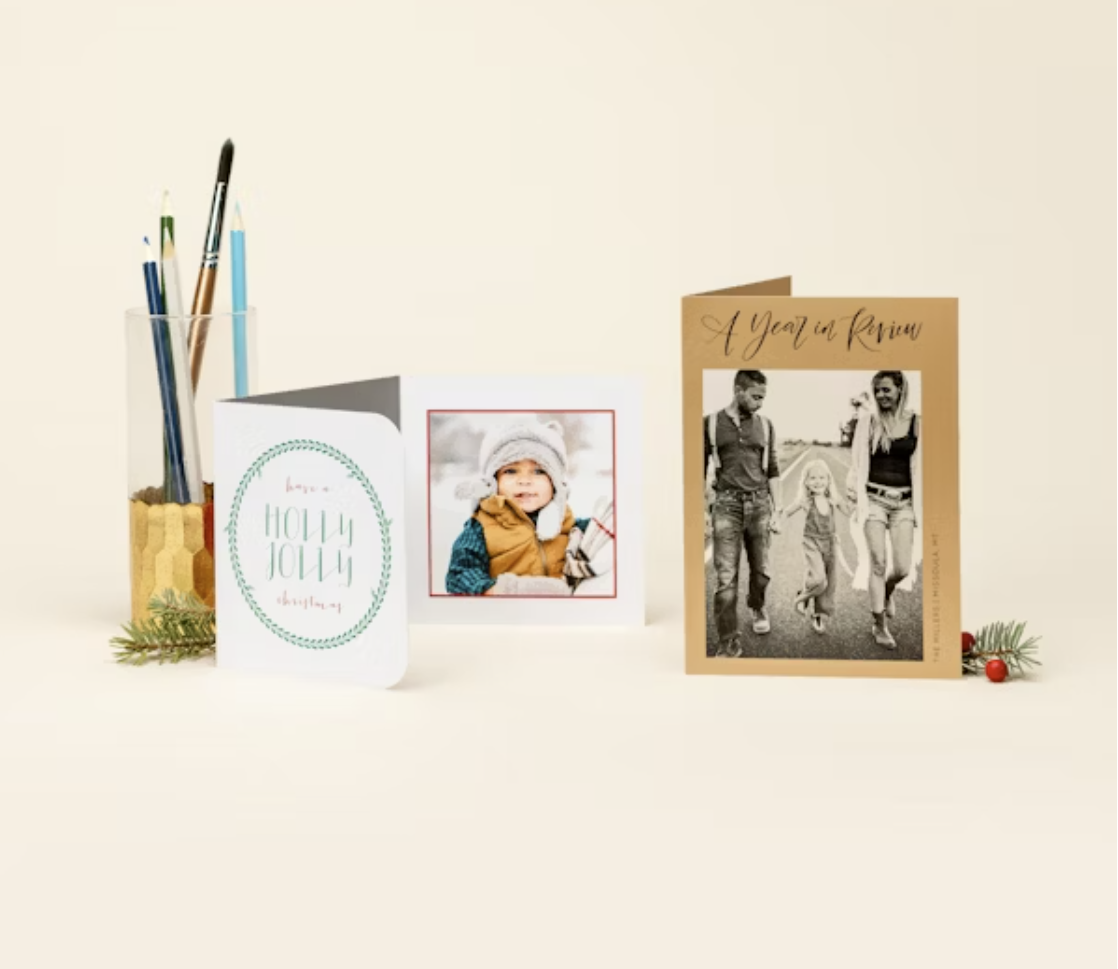 Image showcases three folded style cards with different image text layouts.
