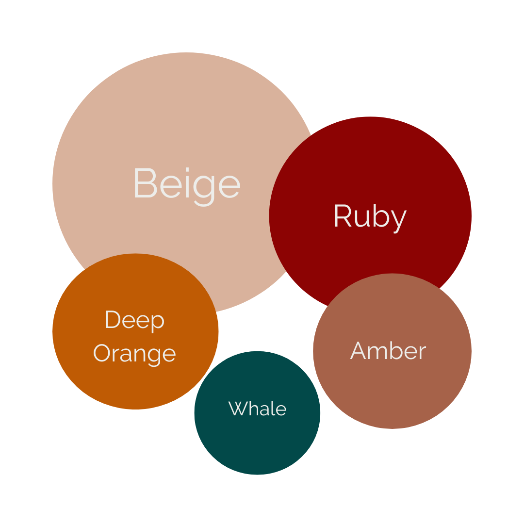 Warm and Inviting color palette 3: circles of beige, ruby, orange, amber, and green.  Doughman Photography