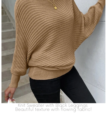 Close up of a woman's outfit: knit sweater that showcases a beautiful texture. Doughman Photography