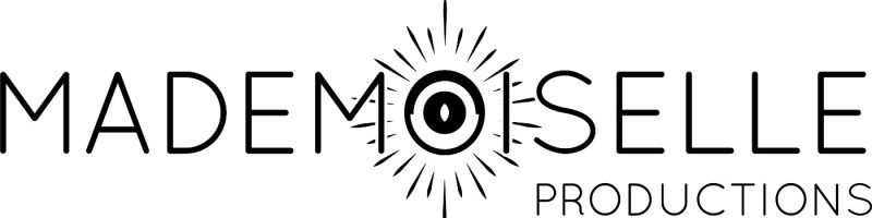 Black and white logo design featuring the text 'Mademoiselle' with an eye symbol in place of an O.