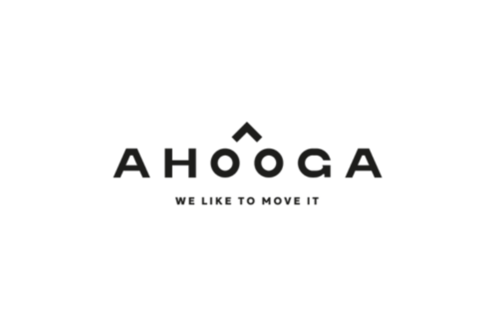 Professional logo for Ahooga mobility brand featuring minimalist black text on white background.