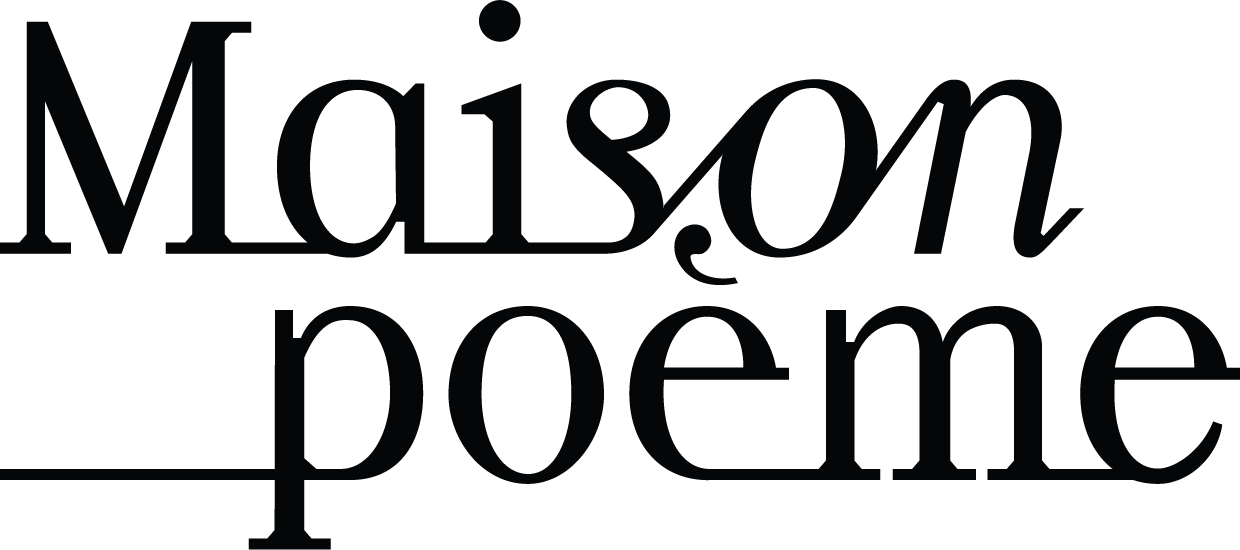 Elegant black text logo for Maison Poeme displaying stylized typography against white background.