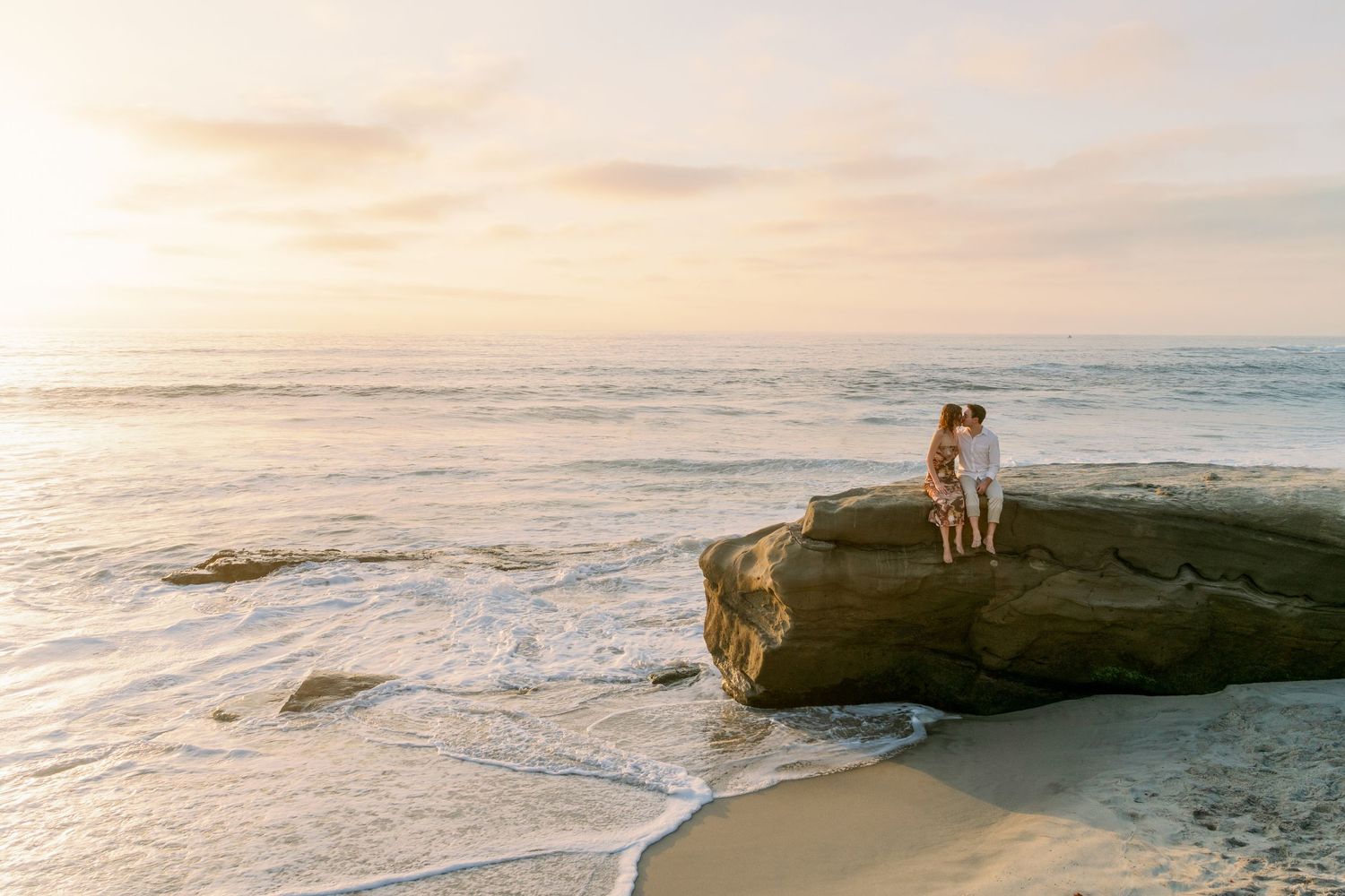 Couple's professional beach photoshoot at Windansea Beach in La Jolla, San Diego, California