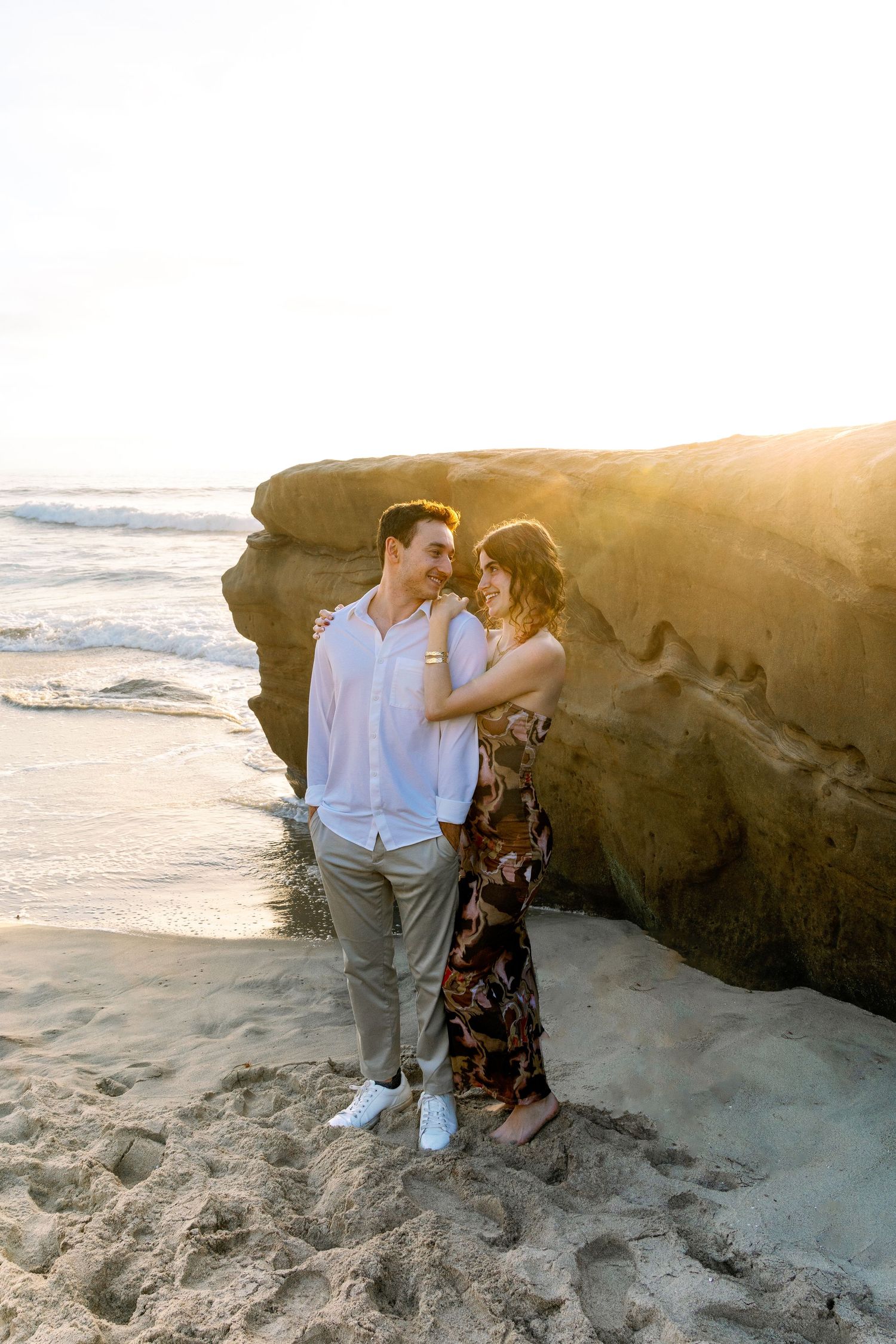 Couple's professional beach photoshoot at Windansea Beach in La Jolla, San Diego, California