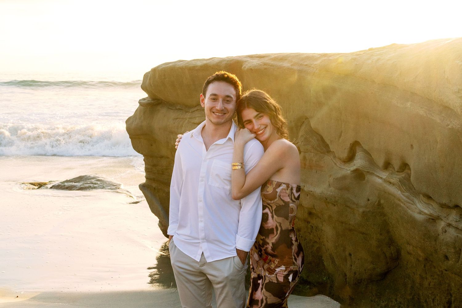 Couple's professional beach photoshoot at Windansea Beach in La Jolla, San Diego, California