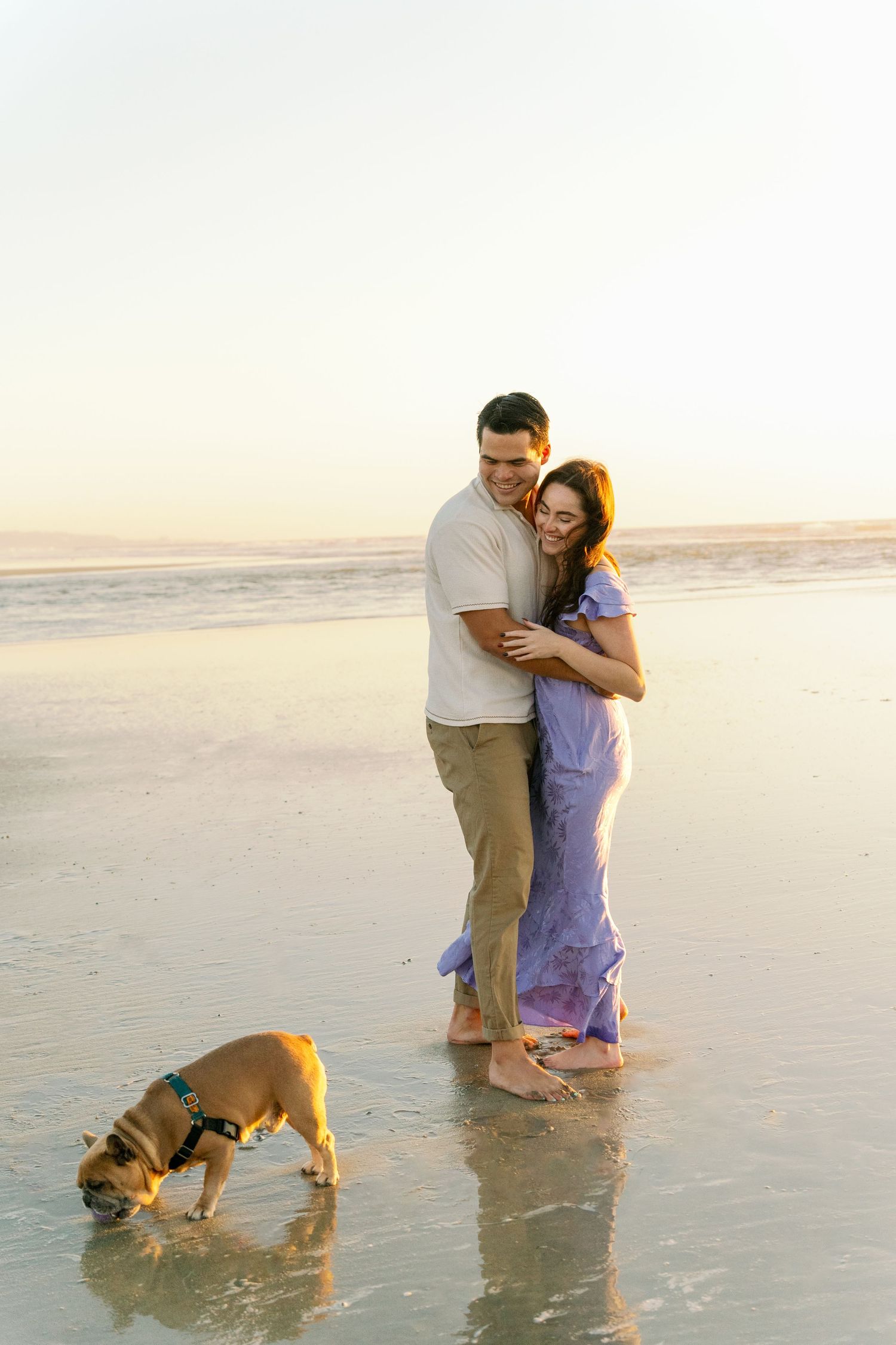 Couple's professional beach photoshoot at Del Mar Beach in San Diego, California