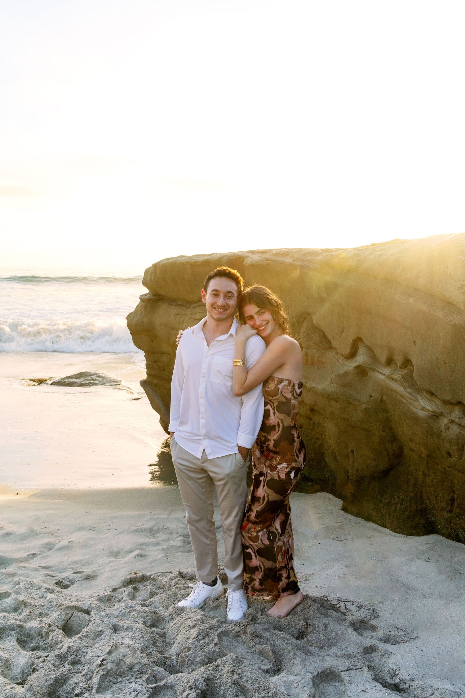 Couple's professional beach photoshoot at Windansea Beach in La Jolla, San Diego, California